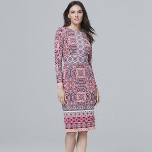 WHBM Medallion-Print Knit Sheath Dress, 00